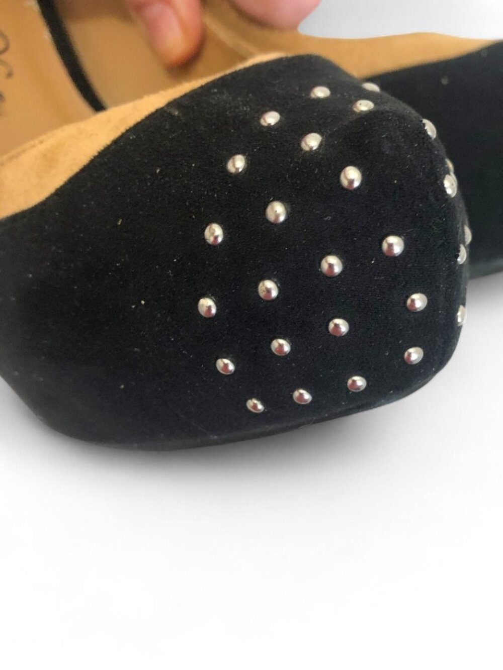 Penny Loves Kenny Women's Suede 5" Pumps Metallic Silver Studded Toe Size 7 New - Picture 5 of 16